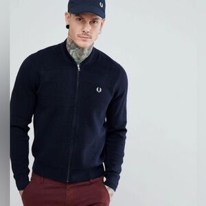 Fred Perry Knit Bomber Jacket Navy size Small